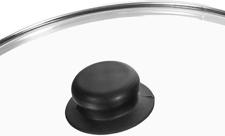 4BIG.fun Wok Bratpfanne Ø24 cm 2,2 L aus Gusseisen mit Holzgriff Glasdeckel Asia Wokpfanne Induktion