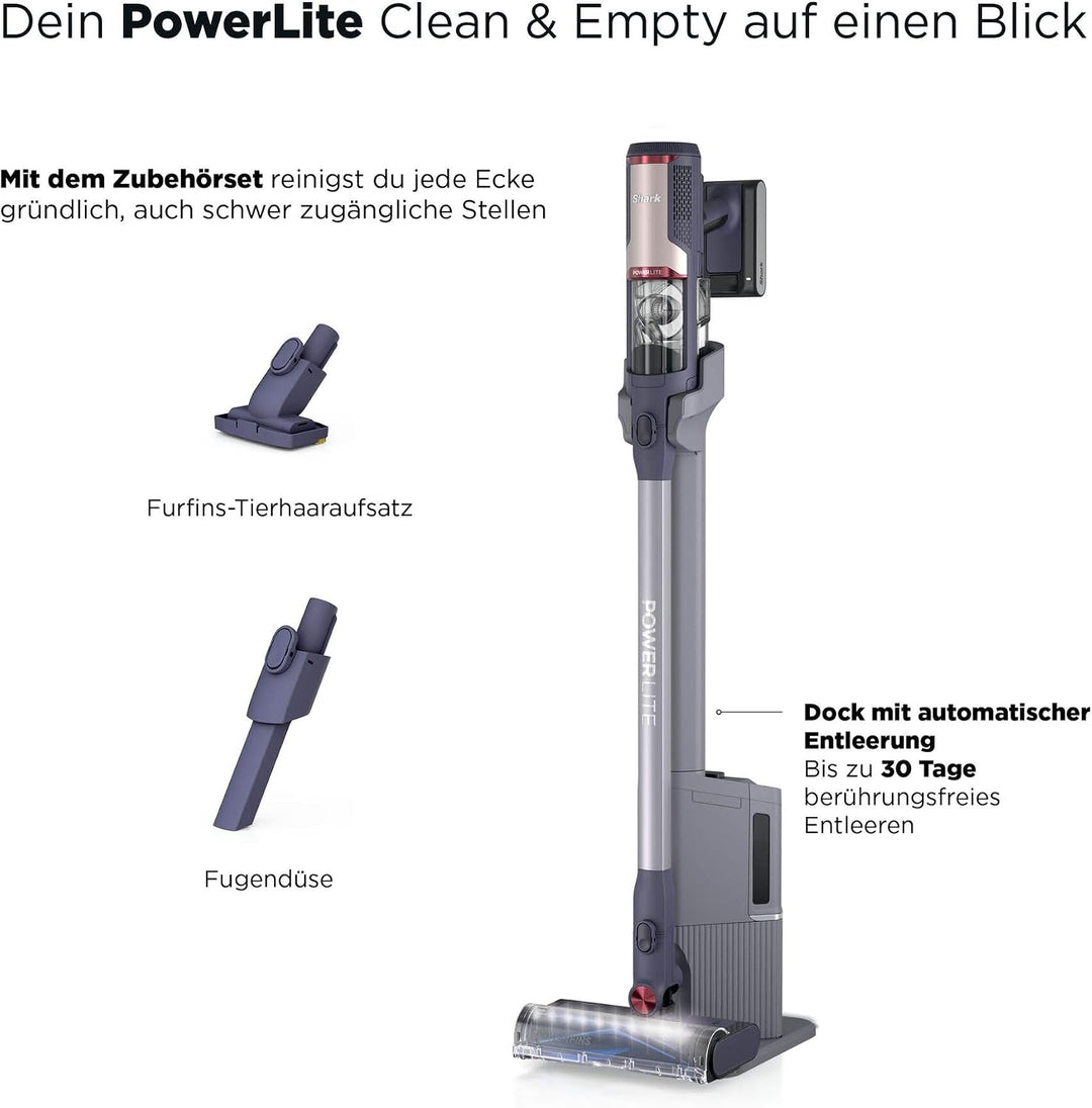 Shark PowerLite Clean &amp; Empty Pet, Akku-Staubsauger mit automatisch entleerender Basisstation, einfa