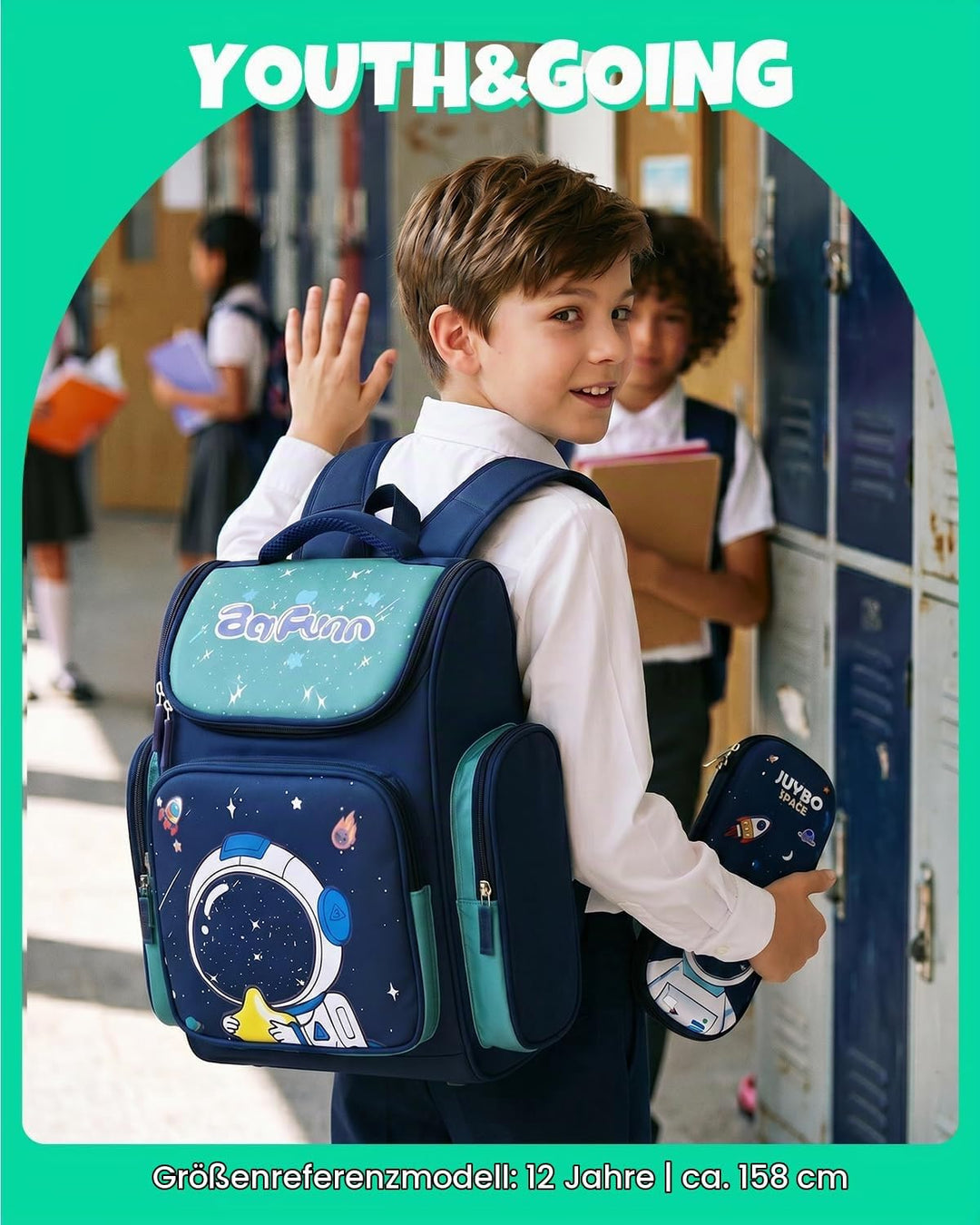 Amythe Schulrucksack Jungen 8-15 Jahre, Wasserdichte Schultasche für 3.-10. Klasse, Kinder Schulranz