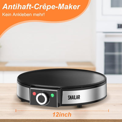 SNAILAR Crêpes Maker,Elektrische Antihaft Crêpe-Pfanne,1200 W,Stufenlose Temperatureinstellung,Durch