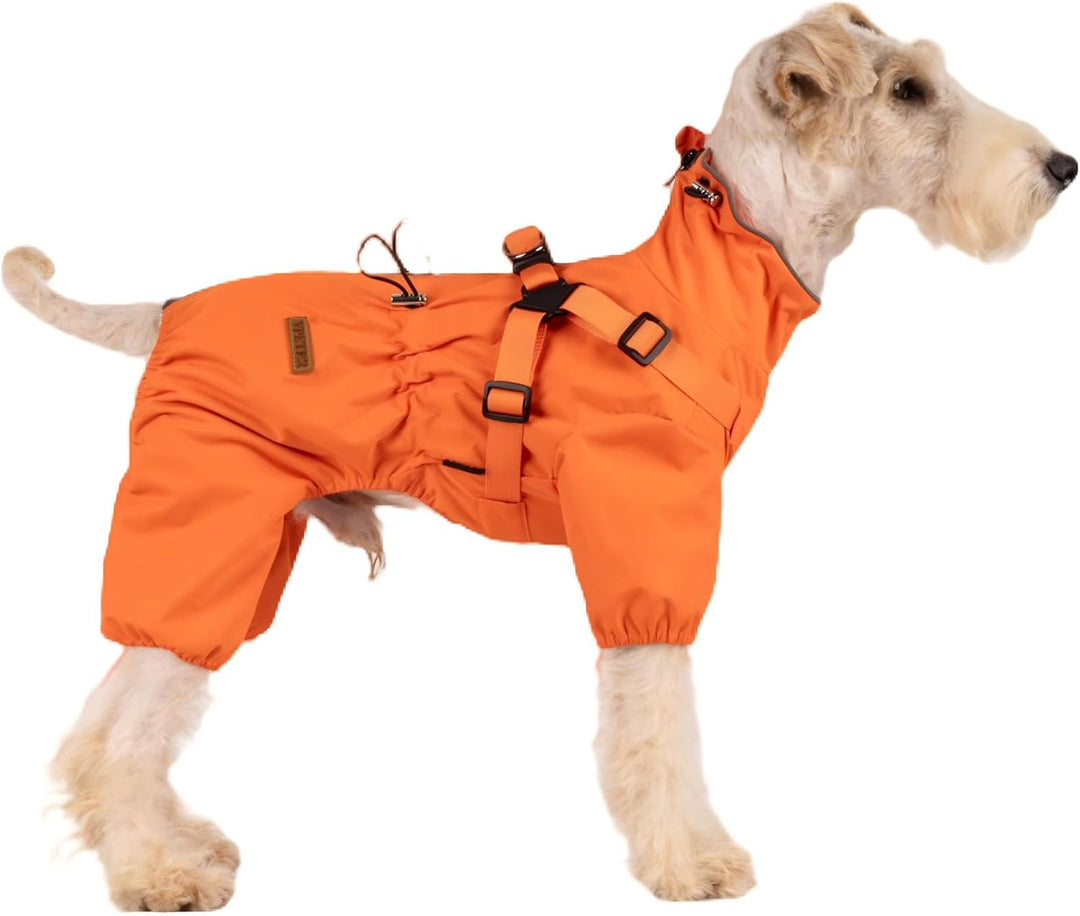 Hundegeschirr, Regenmantel, verstellbar, 4 Beine, Hundejacke mit Geschirr, reflektierender Overall,