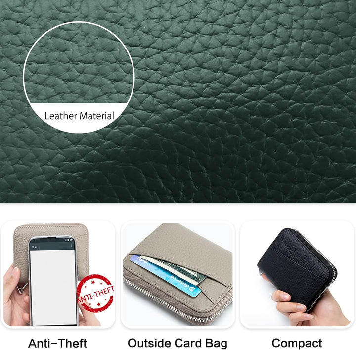 PORRASSO Leder Münzbörse Kreditkartenetui Kartenetui mit RFID Ausleseschutz-Funktion Klein Geldbörse
