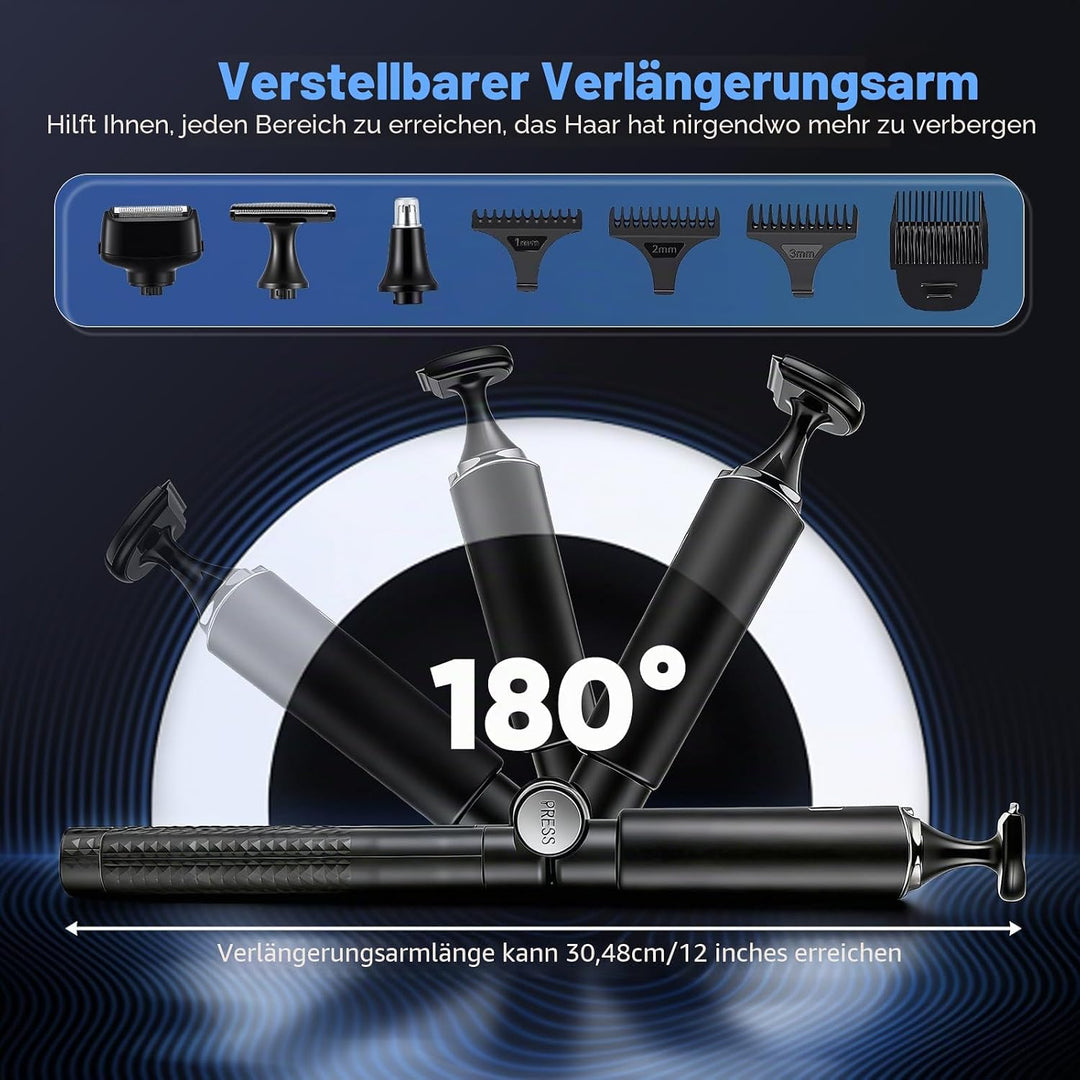 Elektrisch Rückenrasierer Herren, 5 in 1 Körperrasierer Herren, Intimrasierer Mann for Herren mit Ve