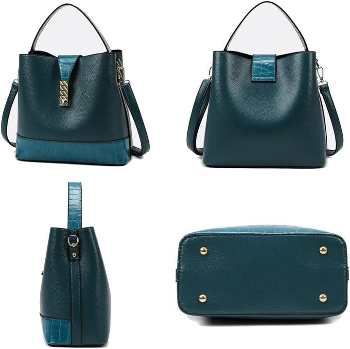 Coolives ，Damen Handtaschen-Set Damentasche aus PU-Leder mit Krokodilledermuster Henkeltasche Handta