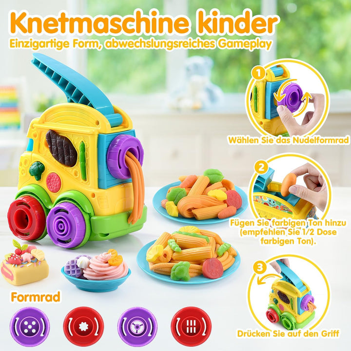 PLAY 2 in 1 Knete Set Zubehör Kitchen Creations, Kinderknete Set Knetwerkzeug, Spielzeug Geschenk Mä