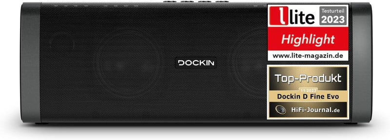 DOCKIN® D FINE Bluetooth Lautsprecher - 50 Watt Stereo HiFi Speaker für Indoor/Outdoor mit starkem B