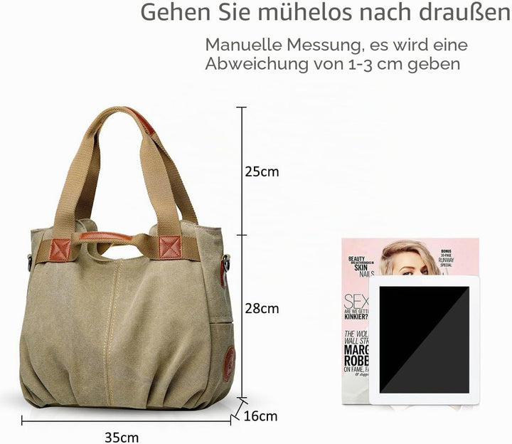 NICOLE &amp; DORIS Canvas Tasche Damen Tragetaschen für Damen Schultertaschen Umhängetasche Leinwand Han