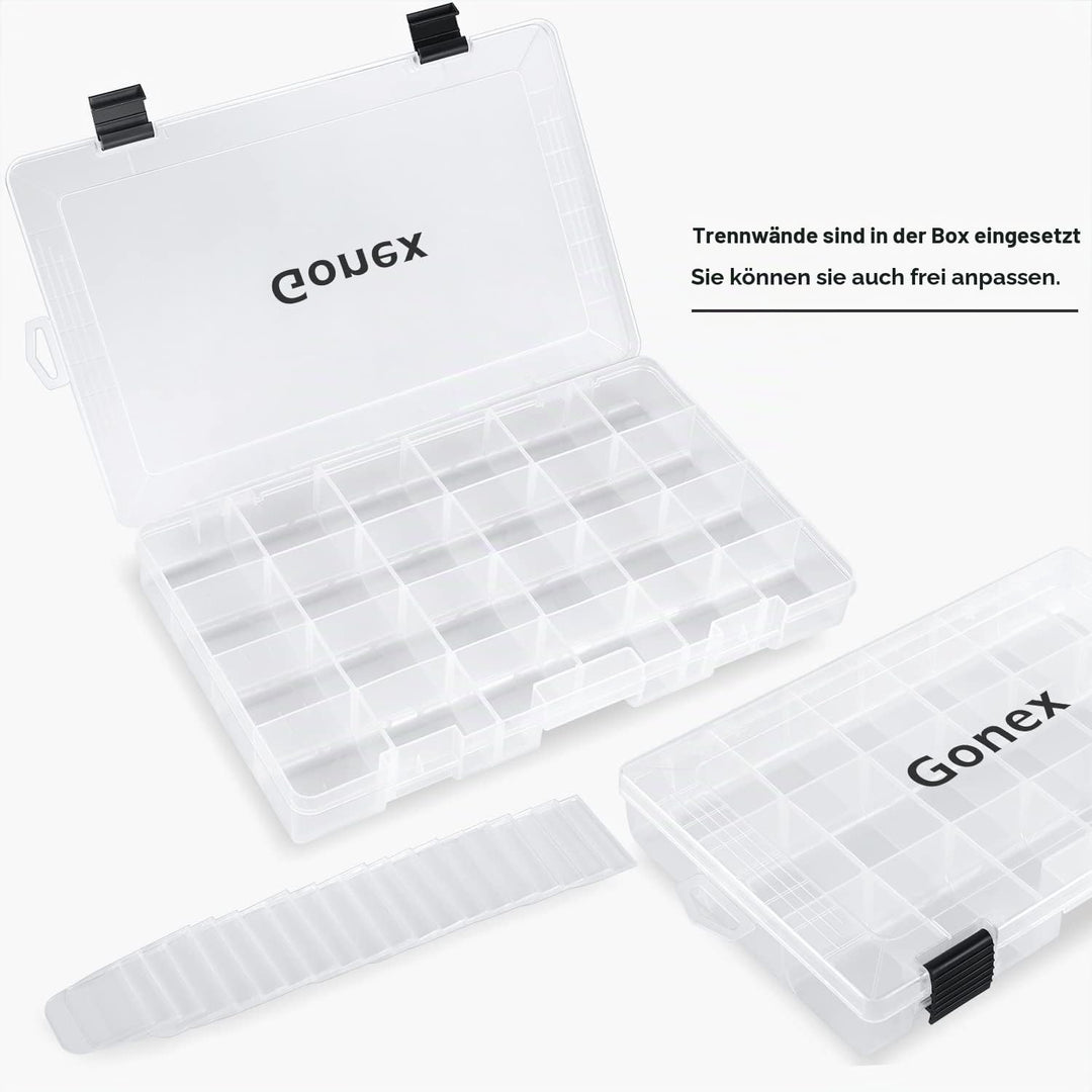 Gonex Köderboxen Angeln, Tackle Boxes 3/4 Stück, Transparente Kunststoff Angelbox mit Verstellbaren