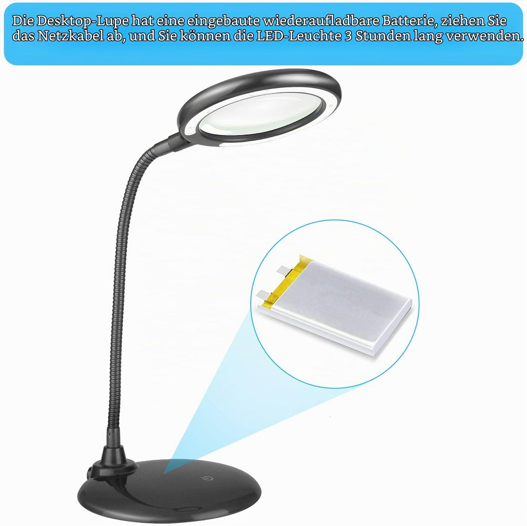 5x Lupe Mit Licht und StäNder, Wiederaufladbare, Dimmbare Led-Lupe, Tischlupe Mit Led-Beleuchtung Fü