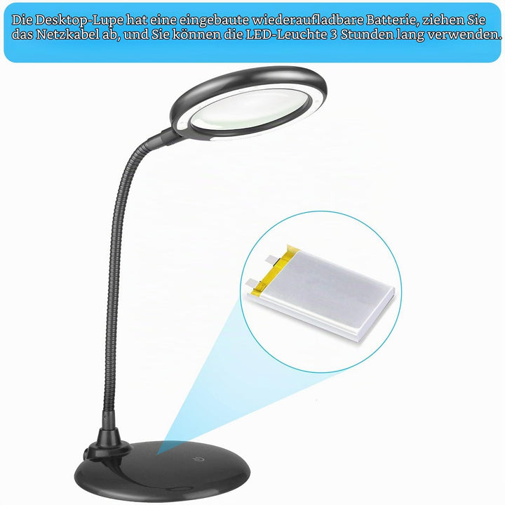 5x Lupe Mit Licht und StäNder, Wiederaufladbare, Dimmbare Led-Lupe, Tischlupe Mit Led-Beleuchtung Fü