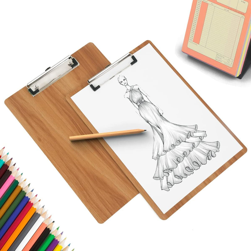 (5 Stück) Klemmbrett Holz A4,Schreibbrett Klemmbretter mit Metalklemme und Aufhängeose, Clipboard Sc