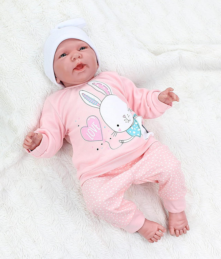 TupTam Baby Mädchen Outfit Langarmshirt mit Print Spruch Babyhose Babykleidung 2teilig 56 Kaninchen