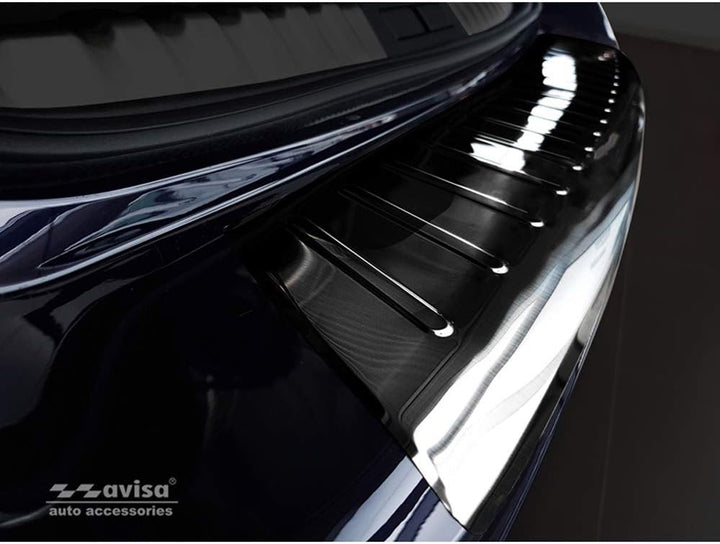 Avisa Schwarz Edelstahl Heckstossstangenschutz kompatibel mit Peugeot 508 II SW 2019- 'Ribs'