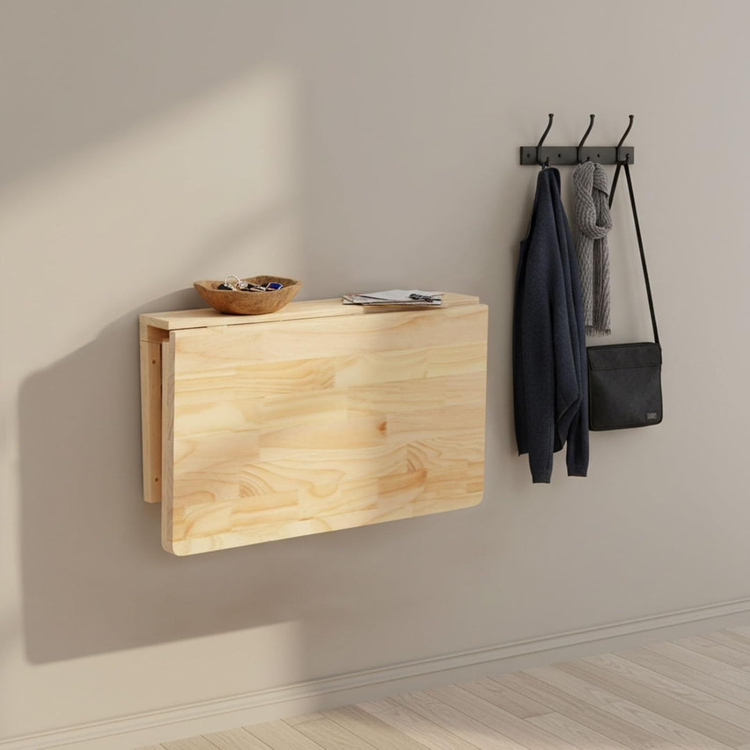 Klapptisch Wand, Kleiner Wandtisch 80x50 cm, Wandklapptisch Aus Massivholz, Platzsparender Schwimmen