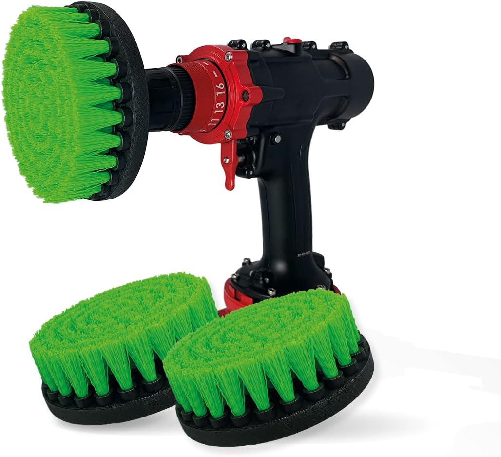 Premium Bohrbürste Professional – Mittelstark 13 cm Grün 3er-Set | Kratzfreie Küchen-Reinigungsbürst