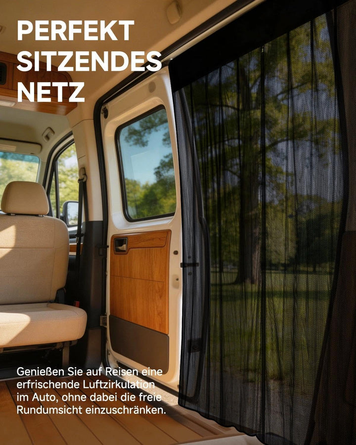 Sonnenschutznetz für Seitenfenster mit Reissverschluss & Magneten | Sonnen- & Sichtschutz für Reisen