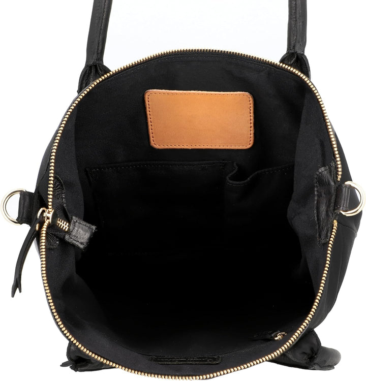 Gusti Shopper Leder - Mia Handtasche Damen Arbeitstasche Schwarz, Schwarz