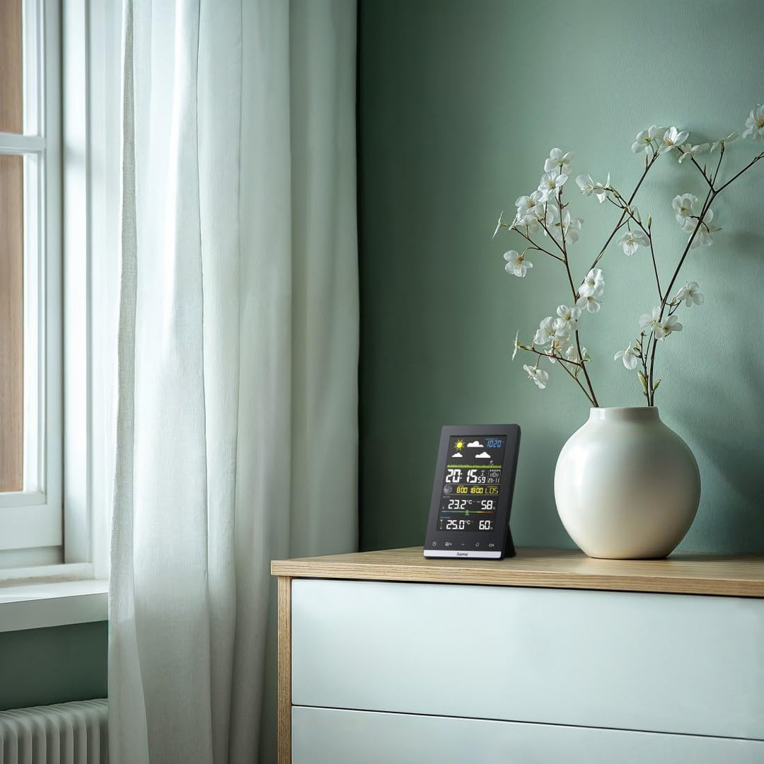 Hama Wetterstation Funk mit Aussensensor (Wettervorhersage, Luftdruck, Hygrometer, Wetterstation zuh