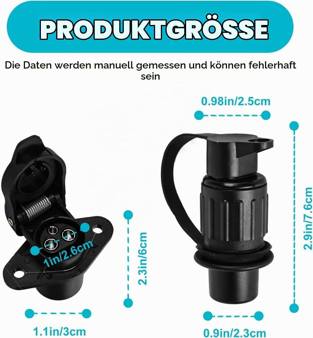 4 Stück Stecker 3 Polig und Steckdose 3 Polig,3 Polig Traktor Stecker Steckdose 12V,Anhänger Stecker