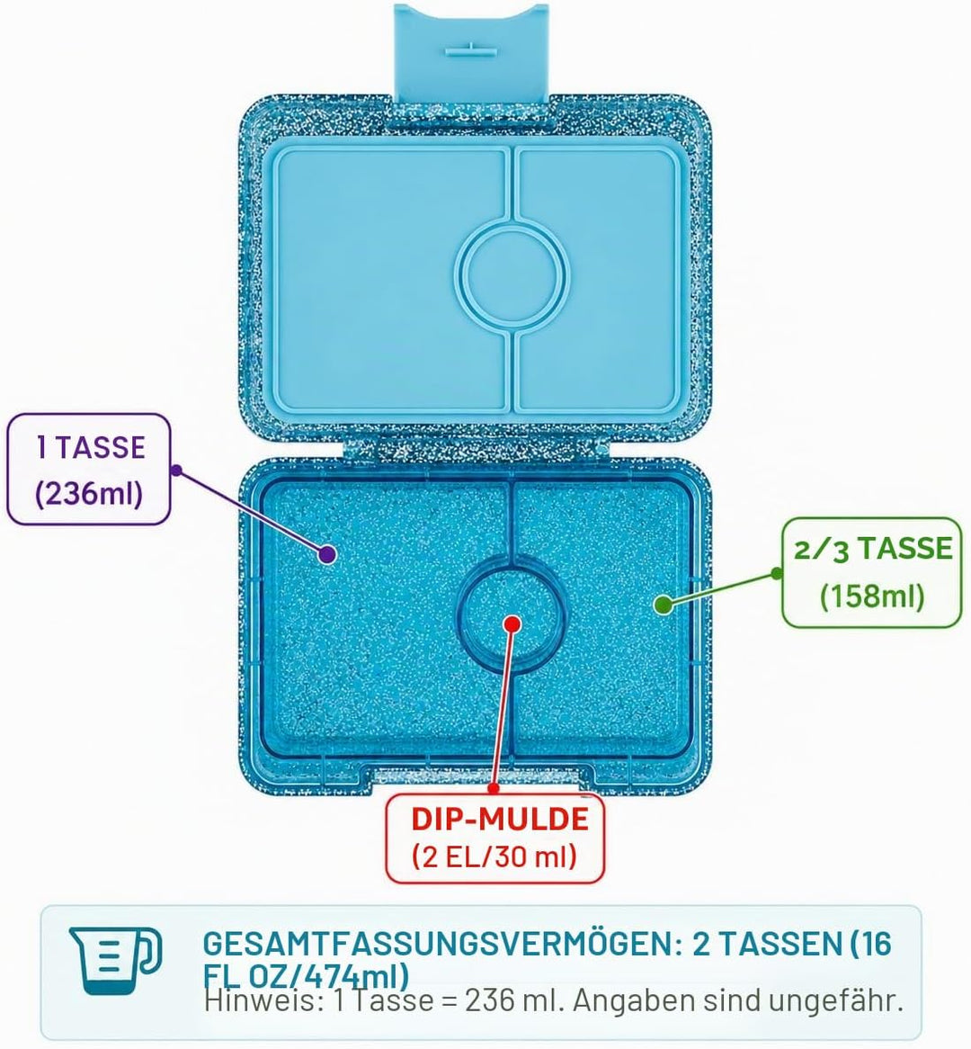 Yumbox Snackbox - Auslaufsicher, BPA-frei, 3-Fach Snackbehälter für Kinder &amp; Erwachsene - Tragbar, L