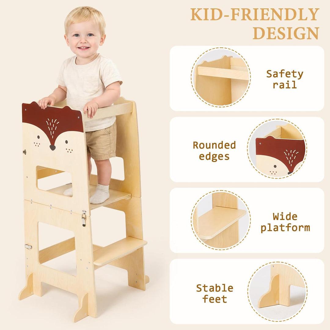 labebe Lernturm ab 1 Jahr（92 * 38.5 * 42cm）， klappbar Montessori Learning Tower，3 in 1 Montessori Le