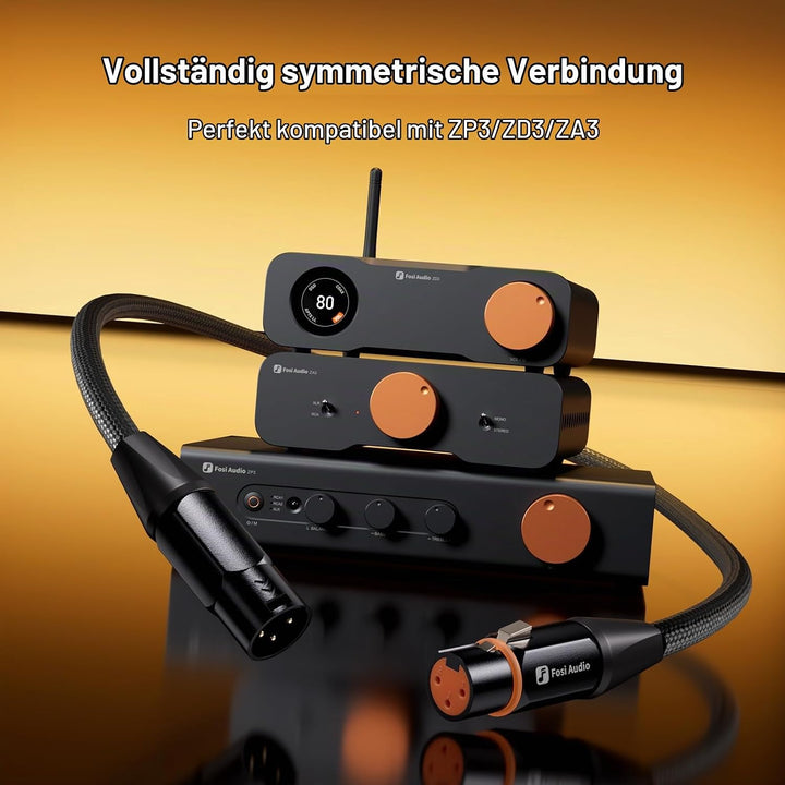 Fosi Audio XLR Kabel 1ft, 2 Pack Kabel Vorverstärker zu Endstufe, dauerhafte Abschirmung für ZA3 ZD3