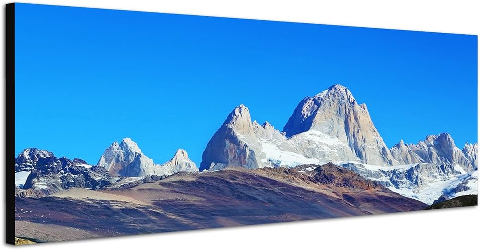 Paul Sinus Art Panoramabild auf Leinwand und Keilrahmen 150x50cm Patagonien Gebirge Berggipfel Schne
