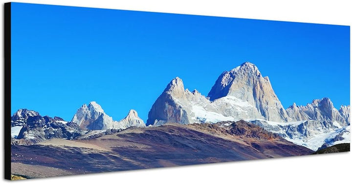 Paul Sinus Art Panoramabild auf Leinwand und Keilrahmen 150x50cm Patagonien Gebirge Berggipfel Schne