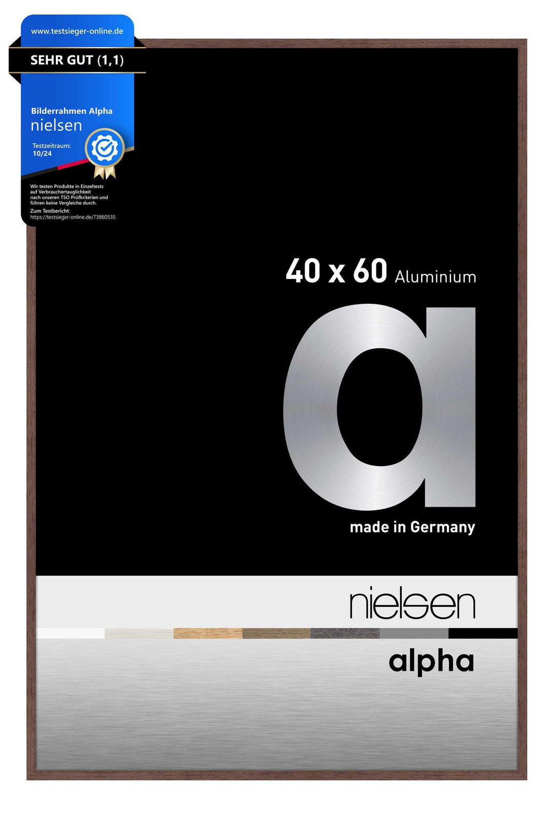 nielsen Aluminium Bilderrahmen Alpha, 40x60 cm, Wengé Hell Wengé Hell 40 x 60 cm, Wengé Hell 40 x 60