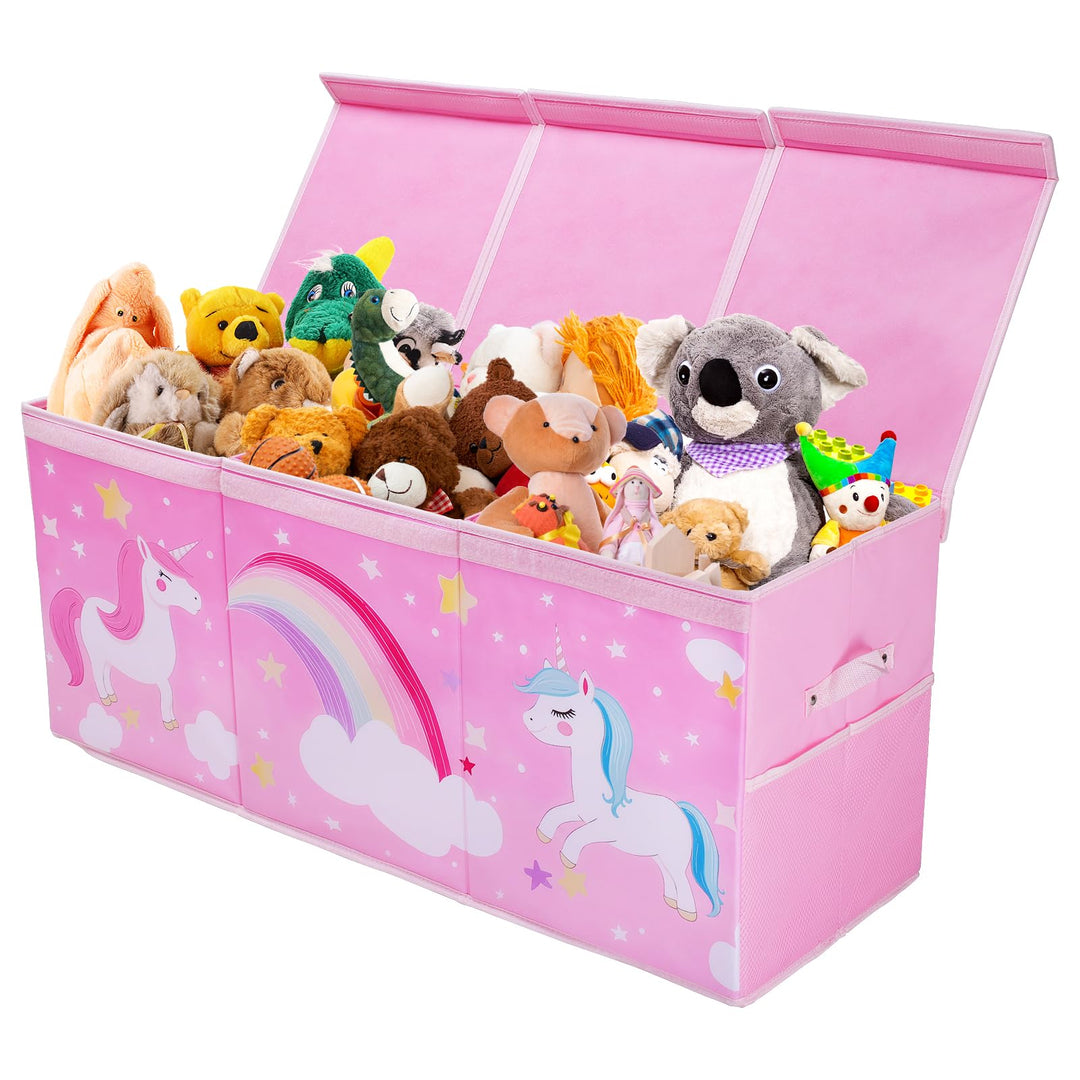 Gross Aufbewahrungsbox mit Deckel Kinder, Zusammenklappbare Oxford-Netztaschen Spielzeugkiste mit Gr
