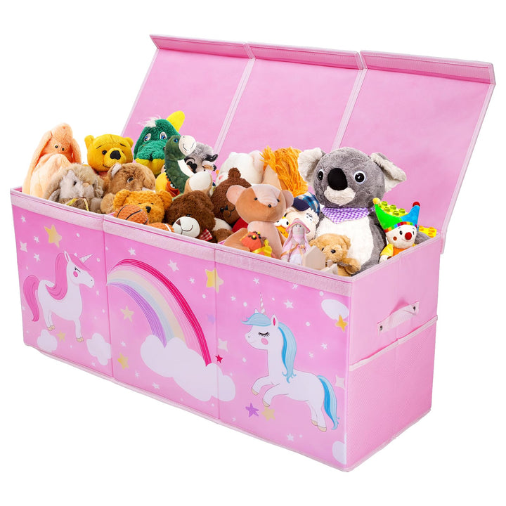 Gross Aufbewahrungsbox mit Deckel Kinder, Zusammenklappbare Oxford-Netztaschen Spielzeugkiste mit Gr
