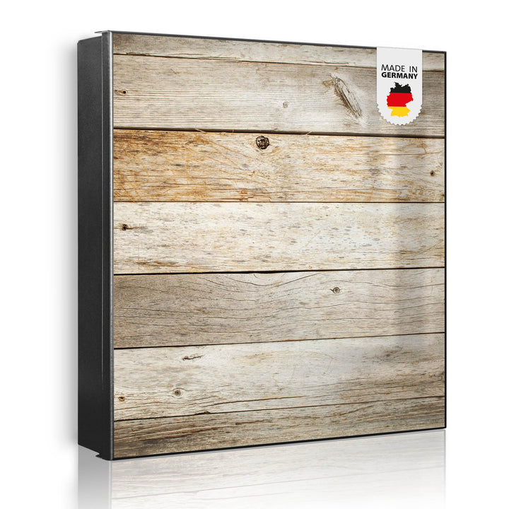 banjado® Grosser Schlüsselkasten Glas/Schlüsselbox 30cm x 30cm mit 50 Haken - Motiv Graues Holz/Schl