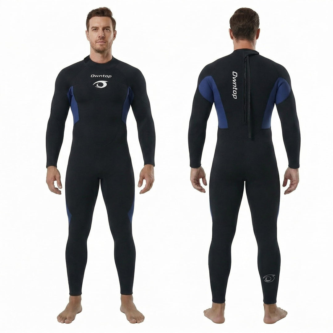 Owntop Herren Damen Ganzkörper 3/2mm Neoprenanzug, Ultra-Stretch Langarm Winter Neoprenanzug, Rücken