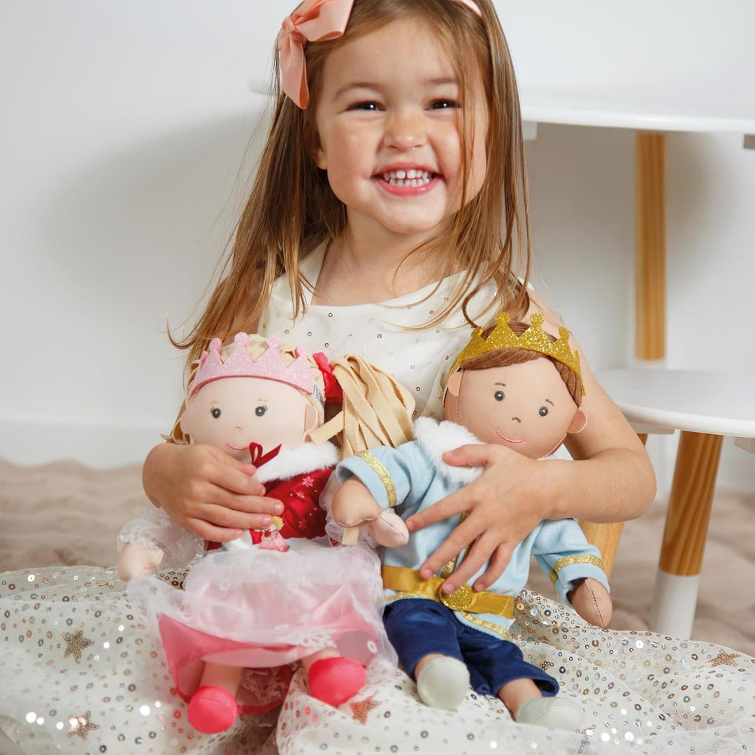 Heless 2680 - Puppenkleid Winterprinzessin Lumi in Weiss und Rosa, mit Krone und Plüsch-Cape, für Pu