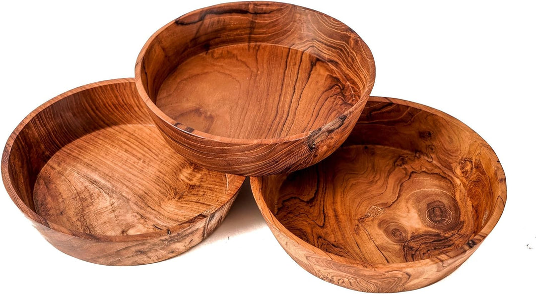 Windalf Holzschale AYLEEN Ø 21 cm Salatschale Obstschale Suppenteller Handarbeit