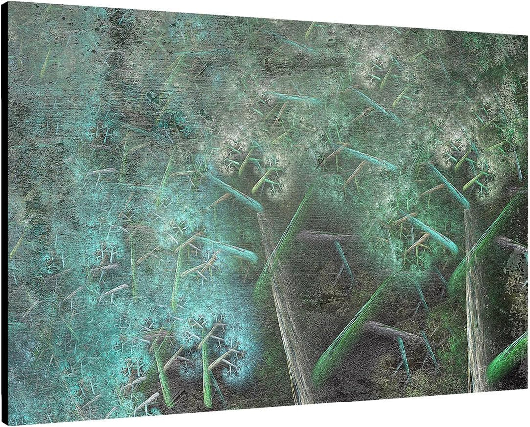 Paul Sinus Art Geliehener Sinn - Abstrakt481_60x80cm LeinLeinwandbild grau grün blau schlicht XXL fe