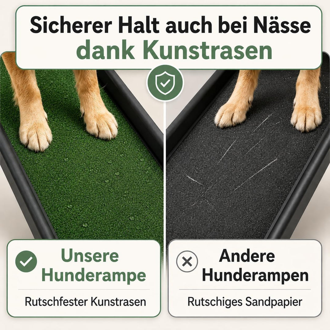 Hunderampe Autorampe - rutschfest mit Kunstrasen, klappbar Hund Rampe Hundetreppe Hundeautorampe Kof
