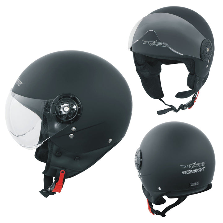 Motorradhelm Roller Jet Demi Helm Scooter Homologiert Avio Visor 61 cm (XL) Schwarz Matt, 61 cm (XL)