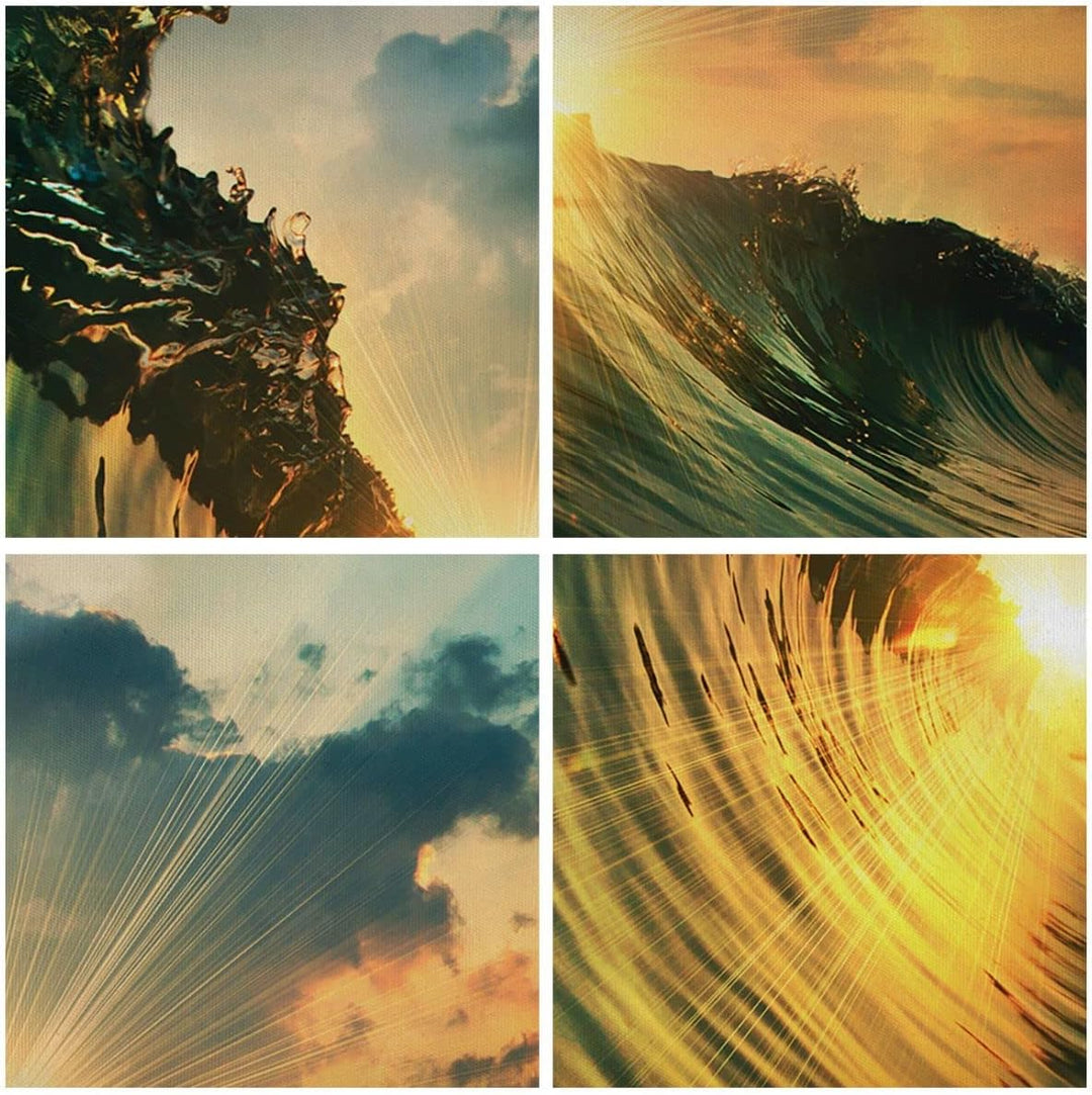 Bilder auf Leinwand Meer Welle Wasser Leinwandbild mit Rahmen 70x50cm Wandbilder Dekoration Wohnzimm