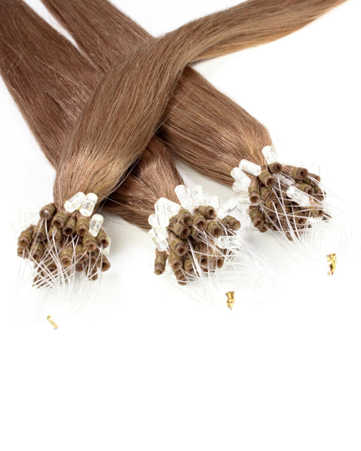 hair2heart Microring Extensions Echthaar glatt - 100 Strähnen 0.5g 40cm 8/1 hellblond asch 40cm 100