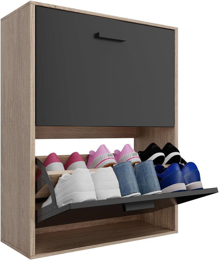 CASABEL Schuhschrank für 12 Paar – grosse Kapazität für den Eingangsbereich – L 60 x T 24 x H 80 cm