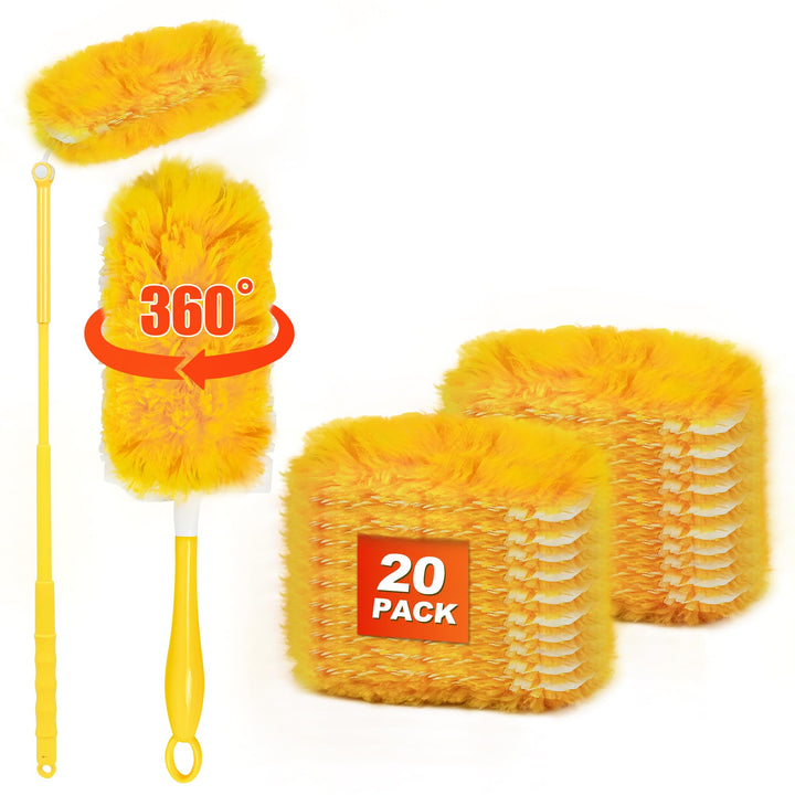 JEHONN Staubmagnet Nachfüllpack 20 Stück für Swiffer Duster, 360 Grad Staubwischer Teleskopstange, S