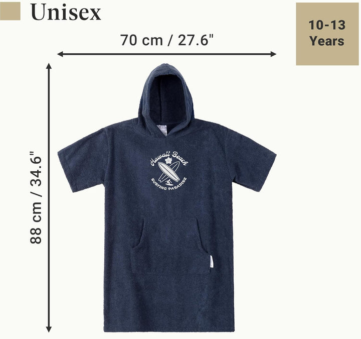 Badeponcho für Kinder und Teenager - Poncho Handtuch für Strand Schwimmbad - Surfponcho mit Kapuze -