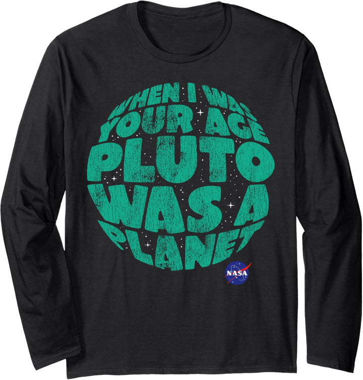 NASA Pluto Was A Planet Round Text Langarmshirt