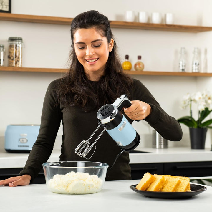 Westinghouse Retro Handmixer, 5 Geschwindigkeitsstufen + Turbofunktion, 2 Rührbesen, 2 Knethaken, LC
