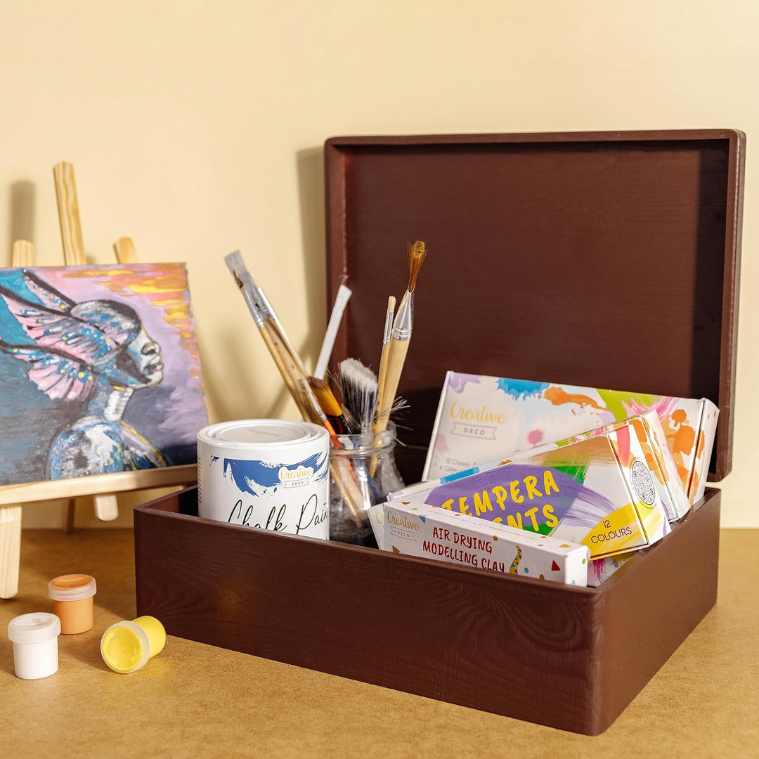 Creative Deco XL Braun Grosse Holzkiste Aufbewahrungsbox Spielzeug | 40 x 30 x 14 cm (+/- 1 cm) | Mi