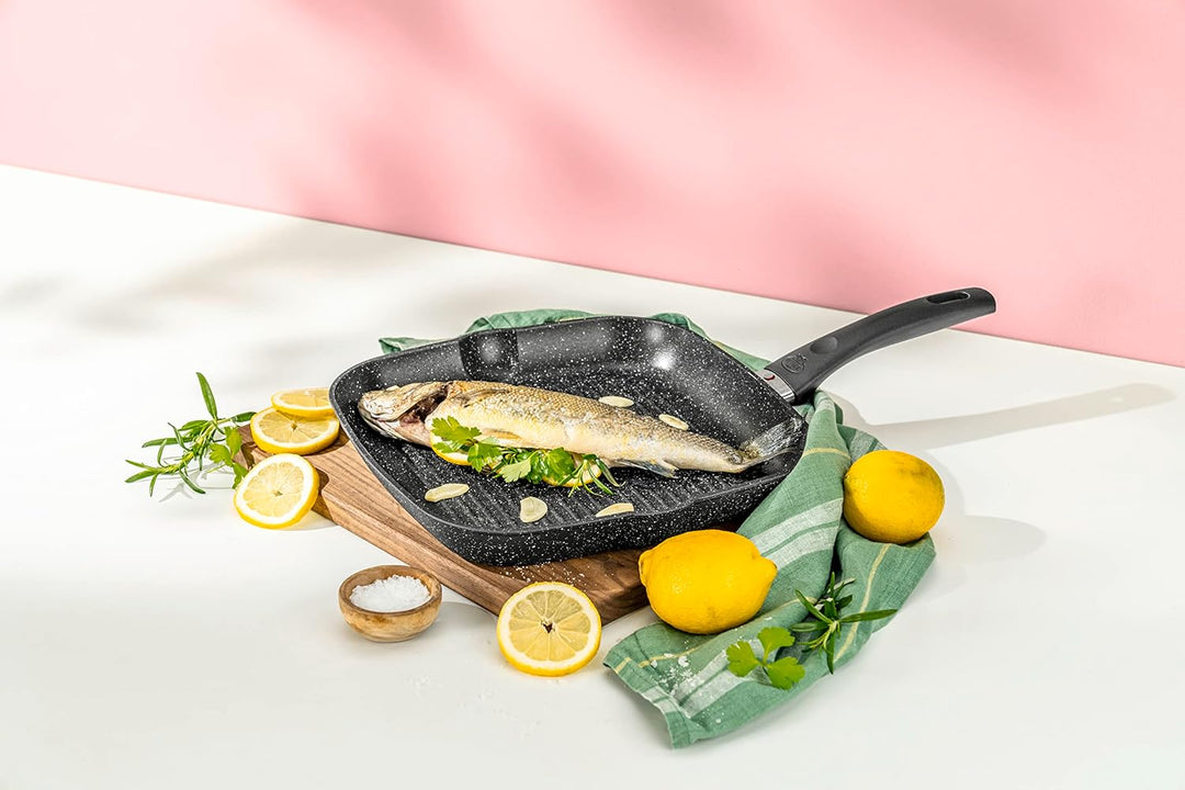 BALLARINI Vipiteno Grillpfanne, Steakpfanne Antihaftbeschichtet, Pfanne Aluminium, rechteckig, Ø 27