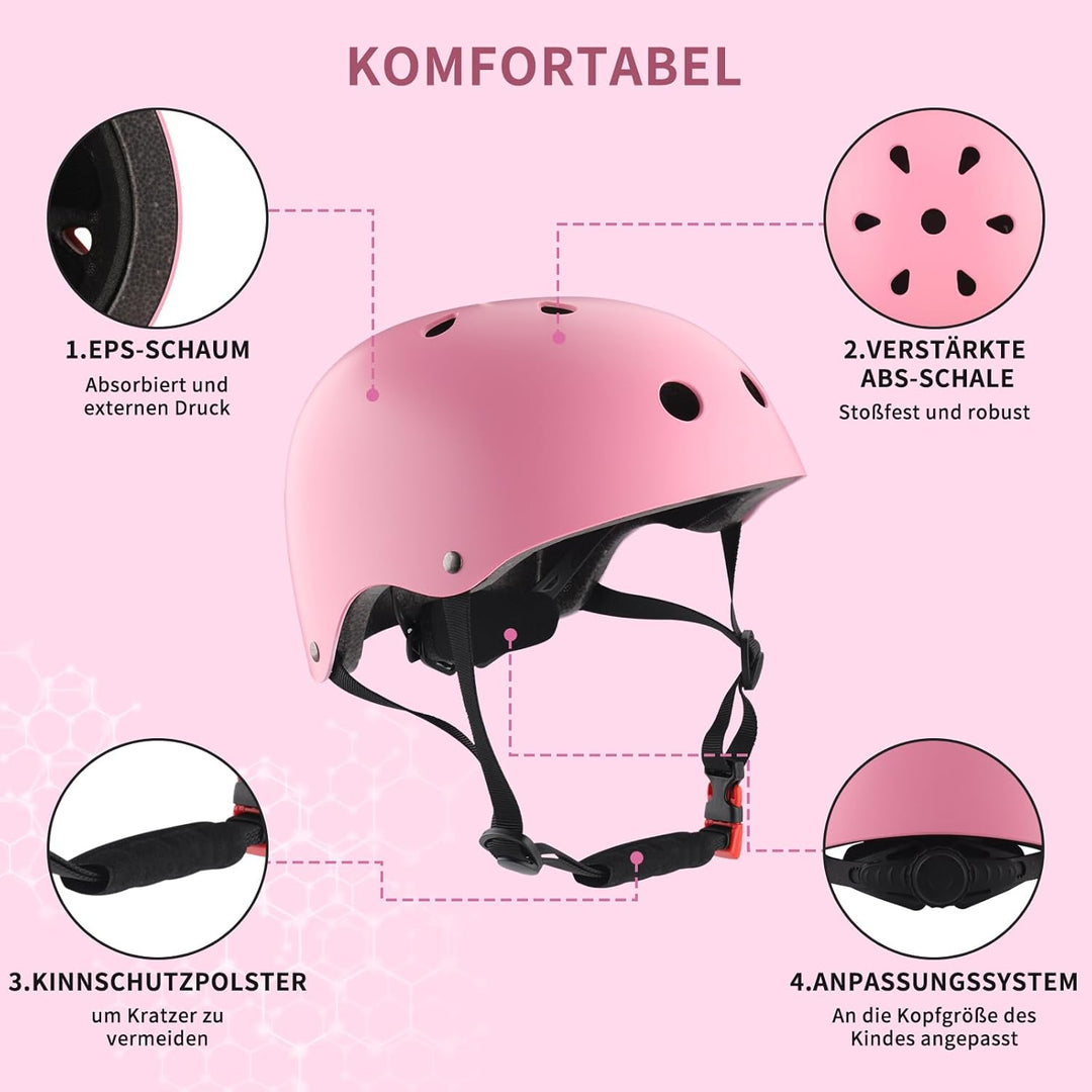 ZWOOS Kinder Knieschoner Set mit Helm, Inliner Schutzausrüstung Kinder 3-10 Jahre, Knieschützer Kind