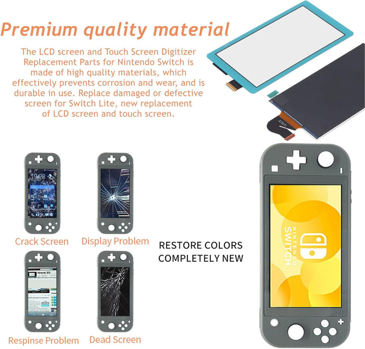 Ersatzbildschirm für Switch Lite, präzise Schnitte und Schnittstellen Professioneller Chipsatz, der