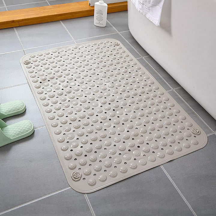 Duschmatte rutschfest 80x50cm,Antirutschmatte Dusche aus PVC,Beige | mit Saugnäpfen,mit Ablauflöcher